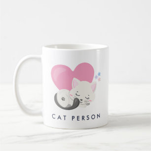 Katze Person Text Niedlich White Kitty Cat Schlafe Kaffeetasse