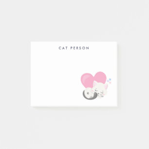 Katze Person Text Niedlich White Kitty Cat Schlafe Post-it Klebezettel