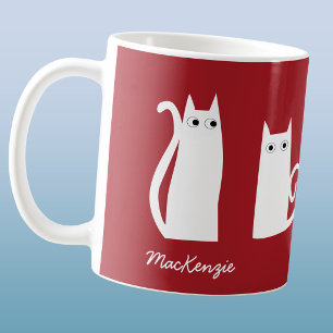 Katze Personalisiert Rot Weiß Kaffeetasse