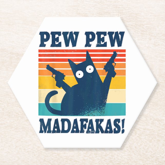 Katze Pew Pew Madafakas Verrückte Katze Gewehr Untersetzer (Vorderseite)