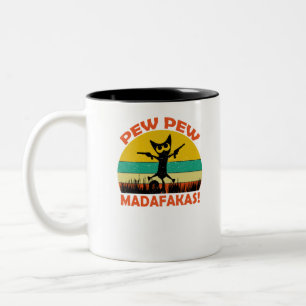 Katze Pew Pew Madafakas Vintage Verrückte Katze Lu Zweifarbige Tasse