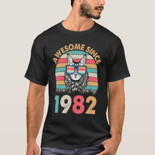 Katze Phantastisch seit 1982 glücklich Geburtstag  T-Shirt