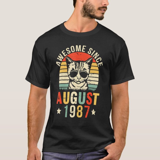 Katze Phantastisch seit August 1987 Glückwunsch Me T-Shirt (Vorderseite)