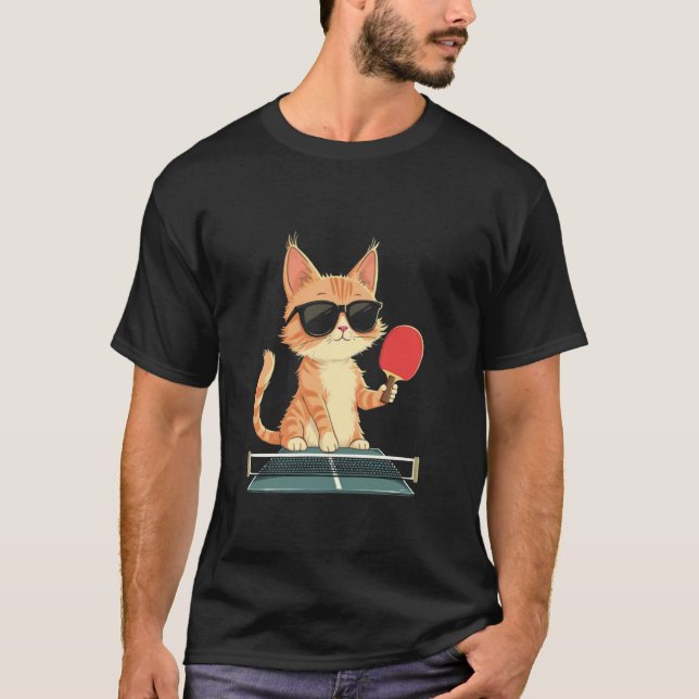 Katze Ping Pong T-Shirt (Vorderseite)