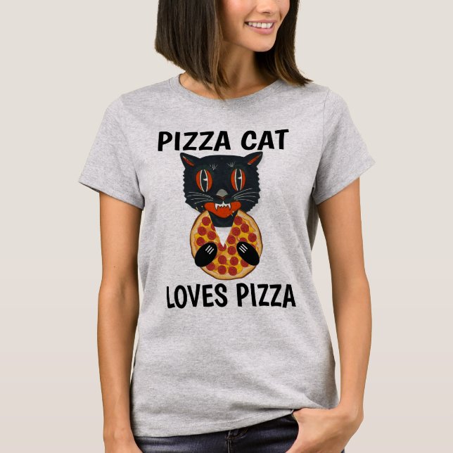 KATZE, PIZZA, Funny T - Shirt (Vorderseite)
