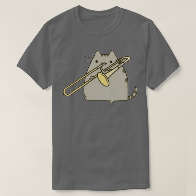 Katze Playing Trombone Saxophon  T-Shirt (Design vorne)