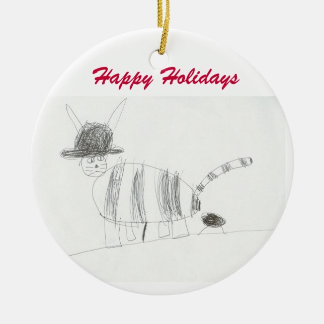 Katze Poo Verzierung Keramikornament (Vorne)