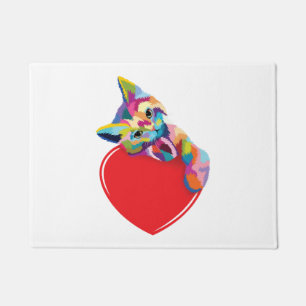 Katze Pop-Art-Stil-Kitty auf einem Herzen Fußmatte