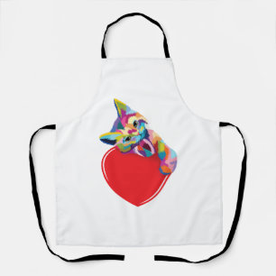 Katze Pop-Art-Stil Kitty auf einem Herzen Schürze