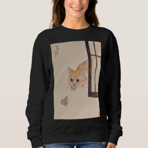 Katze Portrait Malerkatze und Schmetterlingsfarbe Sweatshirt