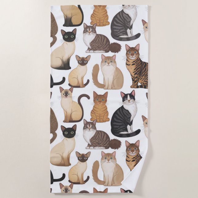 Katze Print Beach Handtuch (Vorderseite)