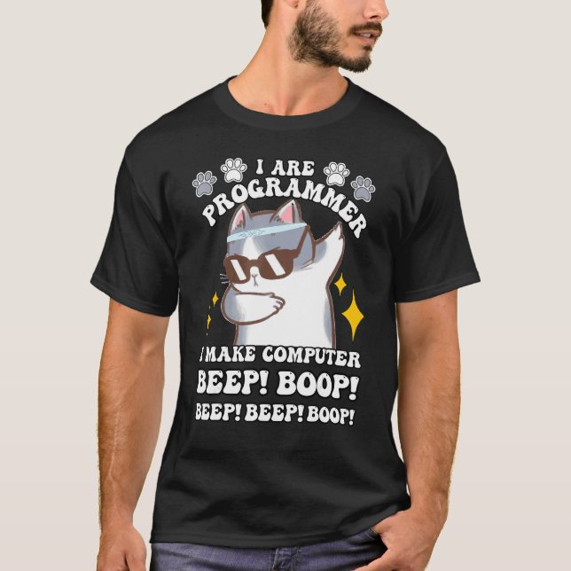 Katze Programmierer Computer ich bin Programmierer T-Shirt (Vorderseite)