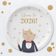 Katze prostet auf das neue Jahr 2026