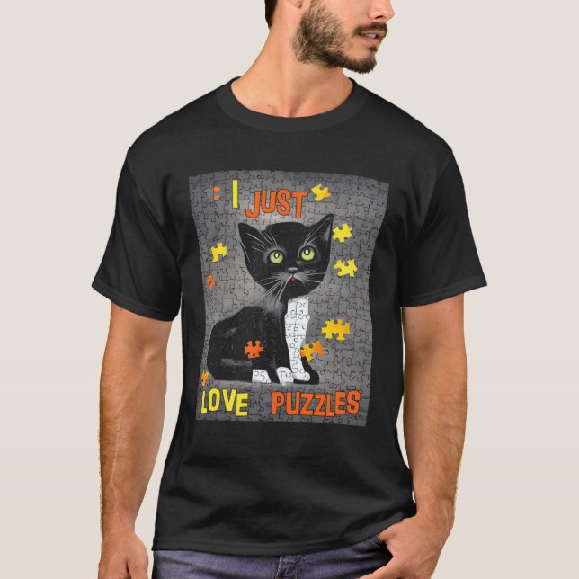Katze Puzzle Liebe T-Shirt (Vorderseite)
