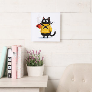 Katze Quadratische Wanduhr