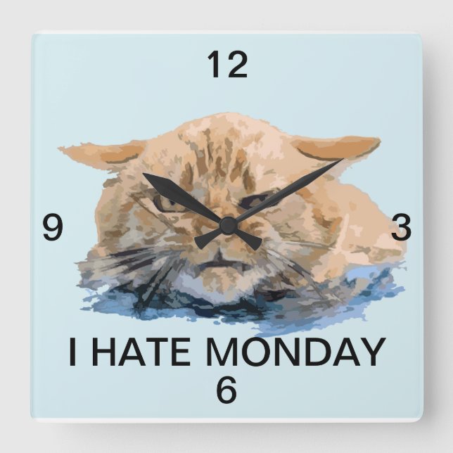 Katze Quadratische Wanduhr (Vorderseite)