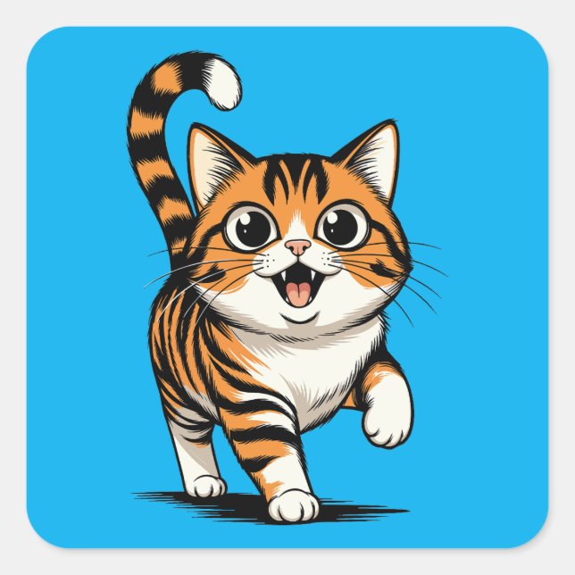 katze quadratischer aufkleber (Vorderseite)