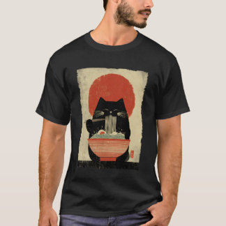 Katze Ramen Ästhetik Japanische Ukiyo-e Kunstwerke T-Shirt