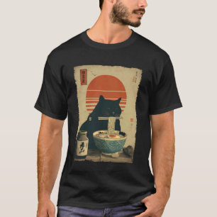 Katze Ramen Ästhetik Japanische Ukiyo-e Kunstwerke T-Shirt