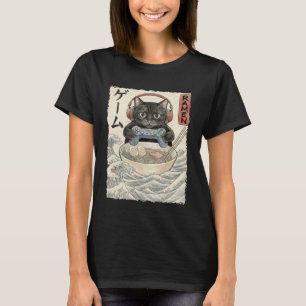 Katze Ramen Japanisch Kawaii Gamer Retro Süß Lusti T-Shirt