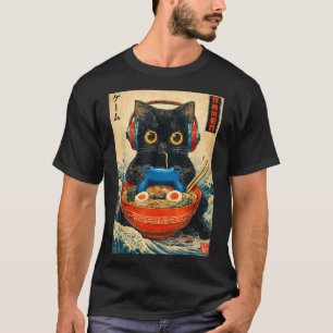 Katze Ramen Japanische Lustige Grafische T-Shirts