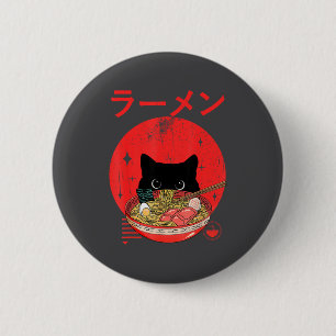 Katze Ramen Japanische Lustige Grafische T-Shirts Button