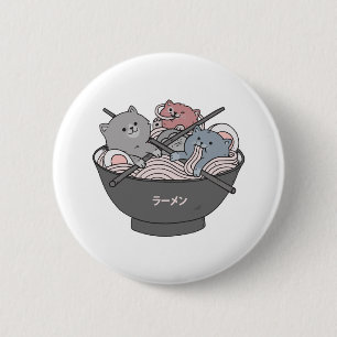 Katze Ramen Kawaii Button