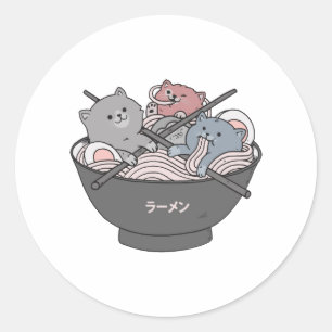 Katze Ramen Kawaii Runder Aufkleber