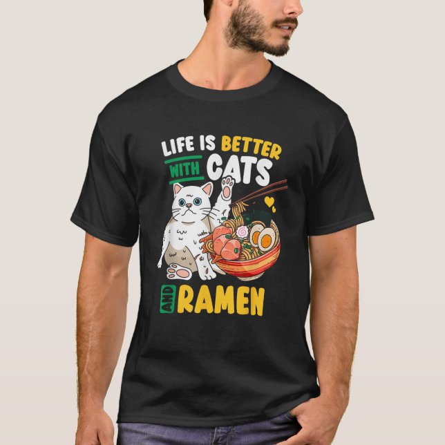 Katze Ramen Kawaii  T-Shirt (Vorderseite)