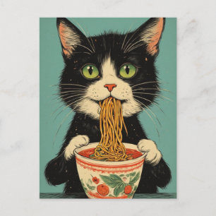 KATZE RAMEN NUDELN POSTKARTE