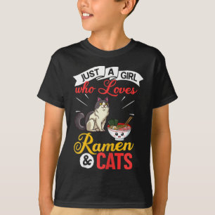 Katze Ramen-Schale Hühnchen-Nudelsuppe Japanisch  T-Shirt