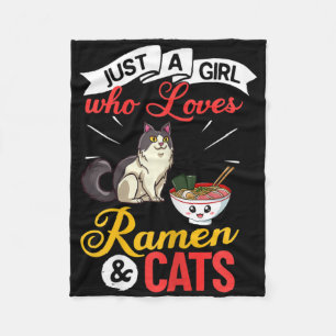 Katze Ramen-Schüssel Hühnchen-Nudelsuppe Japanisch Fleecedecke