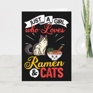 Katze Ramen-Schüssel Hühnchen-Nudelsuppe Japanisch Karte