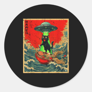 Katze Ramen Ufo japanische Anime Grafik T-Shirts M Runder Aufkleber