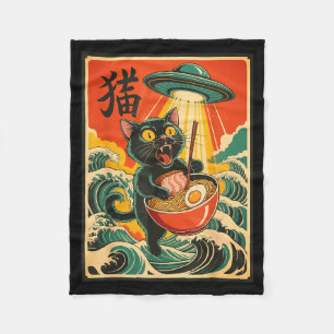 Katze Ramen Ufo Lustiges Japanisches Anime T-Shirt Fleecedecke