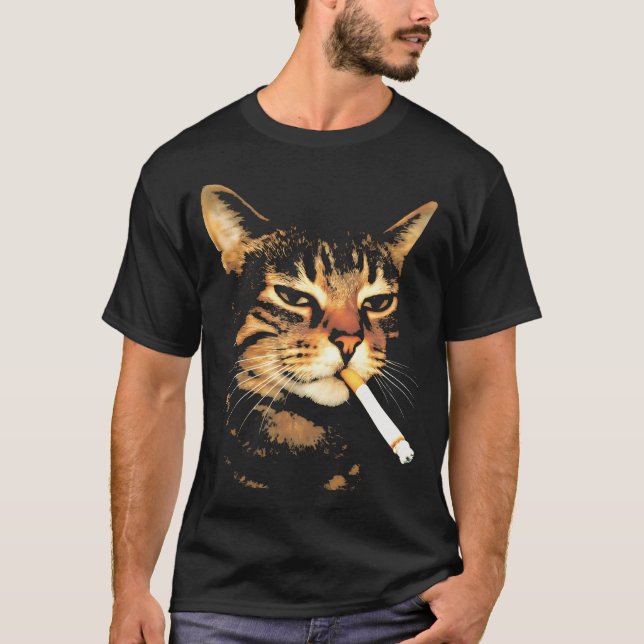 Katze raucht eine T-Shirt (Vorderseite)