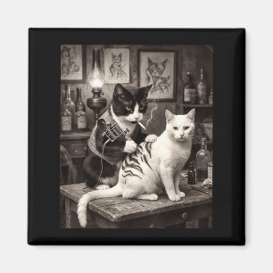 Katze raucht Tattoo Vintage tätowierte Kätzchen-Kü Magnet