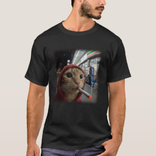 Katze raucht Zigarette Katze Meme Katzenliebhaber  T-Shirt