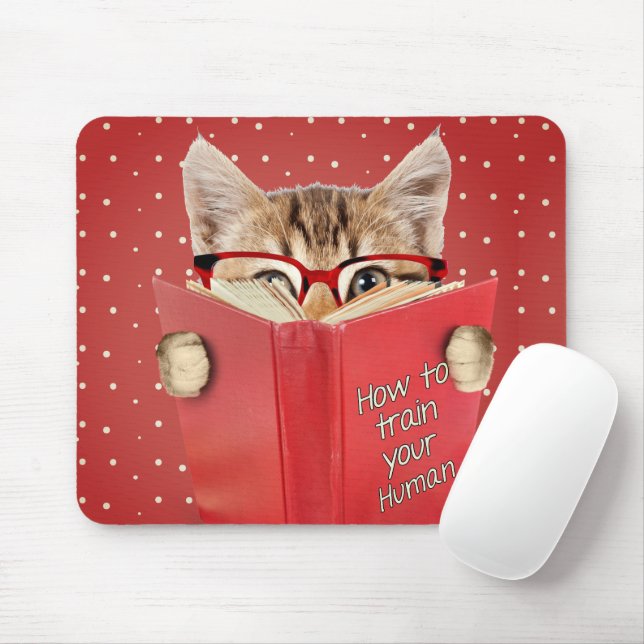 Katze Reading Red Book Mousepad (Mit Mouse)