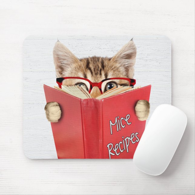 Katze Reading Rezept Buch Mousepad (Mit Mouse)