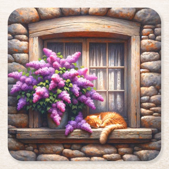 Katze Rechteckiger Pappuntersetzer (Vorderseite)