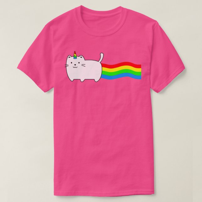 Katze Regenbogen plus Einhorn T-Shirt (Design vorne)