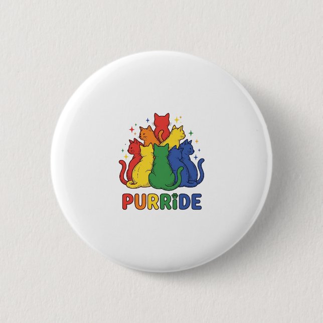 Katze Regenbogen Vintage Vektor Design_1 Button (Vorderseite)