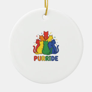 Katze Regenbogen Vintage Vektor Design_1 Keramik Ornament