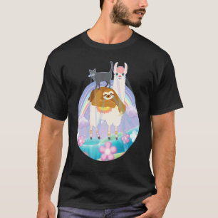 Katze Reitendes Faultier Faules Faultier Tier T-Shirt