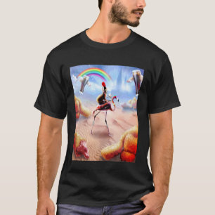 Katze reitet auf Flamingo mit Chicken Nuggets und  T-Shirt