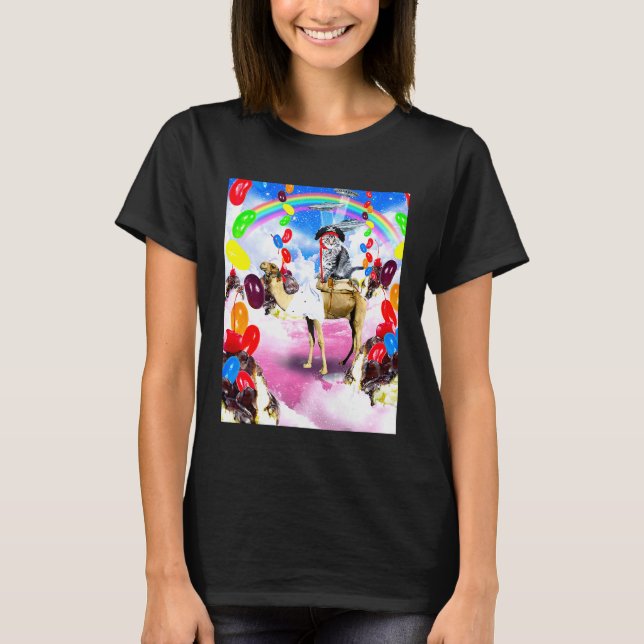 Katze reitet auf Kamel mit Sundae T-Shirt (Vorderseite)