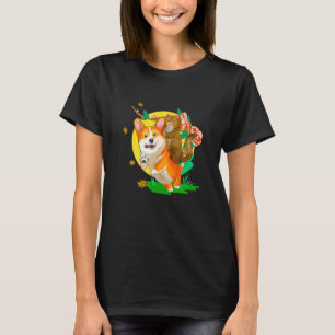 Katze Reitet Corgi Hund Mama Papa Hunde Haustier T T-Shirt