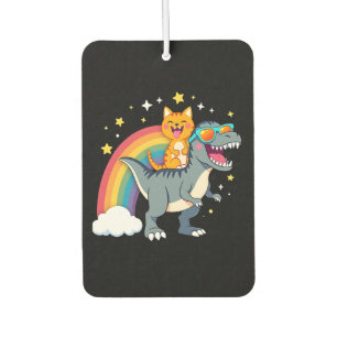 Katze Reitet Dinosaurier T-Rex Kätzchen Regenbogen Autolufterfrischer