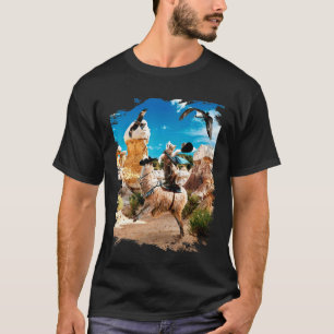 Katze reitet Lama T-Shirt